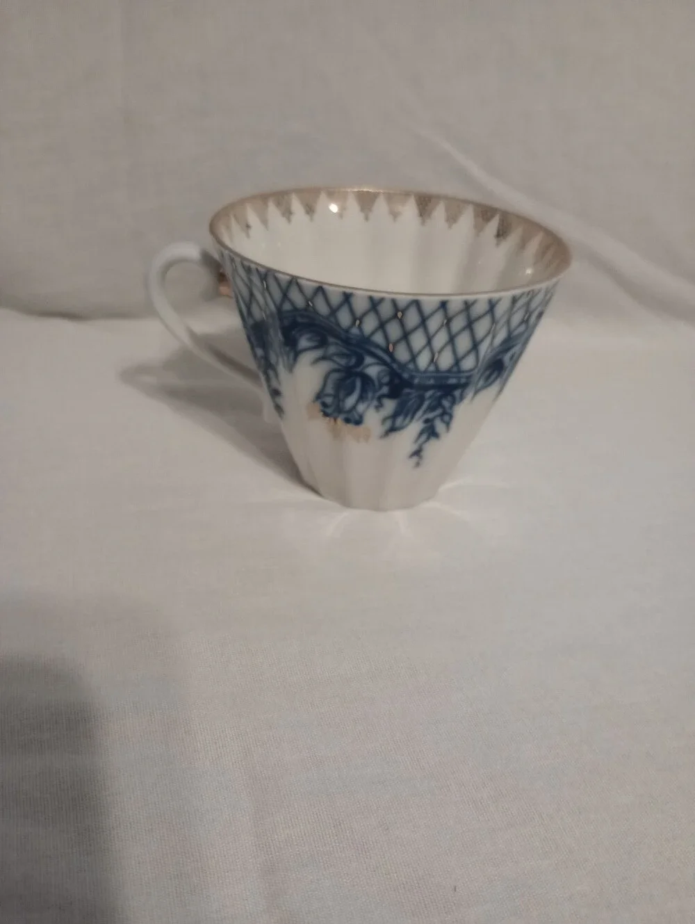 Lomonosov Imperial Porcelain Rhapsody Blue Pattern LFZ Cup & Saucer Set - Russia